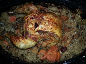 Roasted Game Hen on Ale Rice Pudding